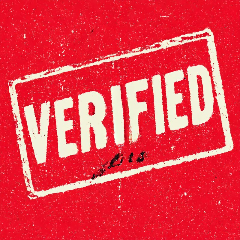 A red VERIFIED stamp