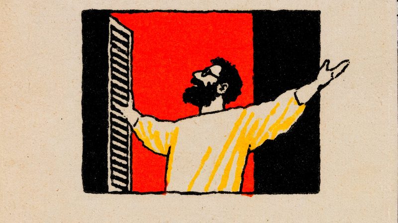 A man throwing open a window
